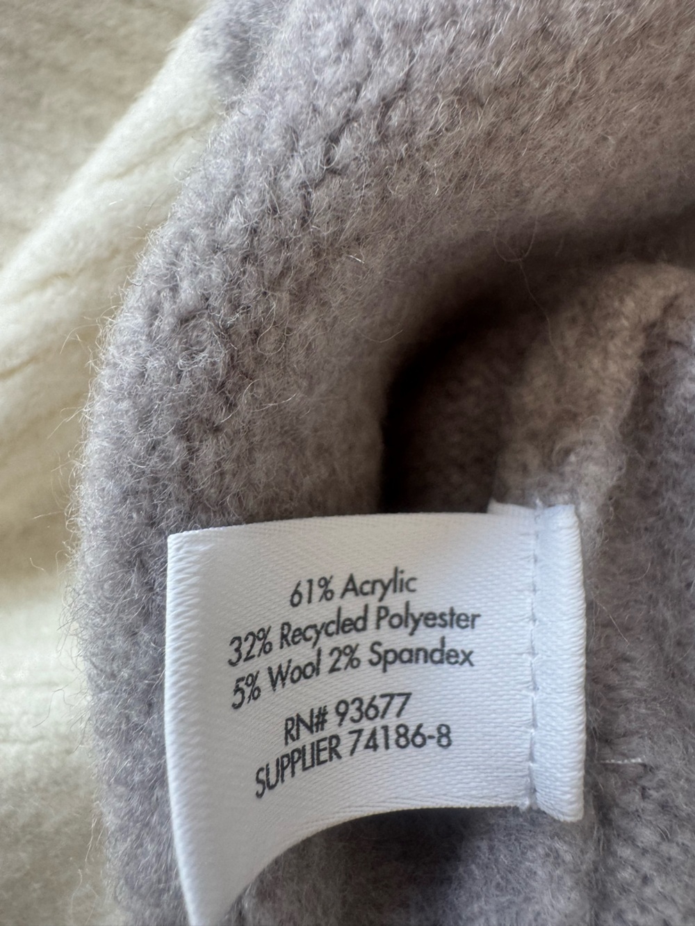 STYLUS Two-Tone Crewneck Sweater Gray & Cream Cozy Fall Winter Soft Block NWT - Picture 6 of 8